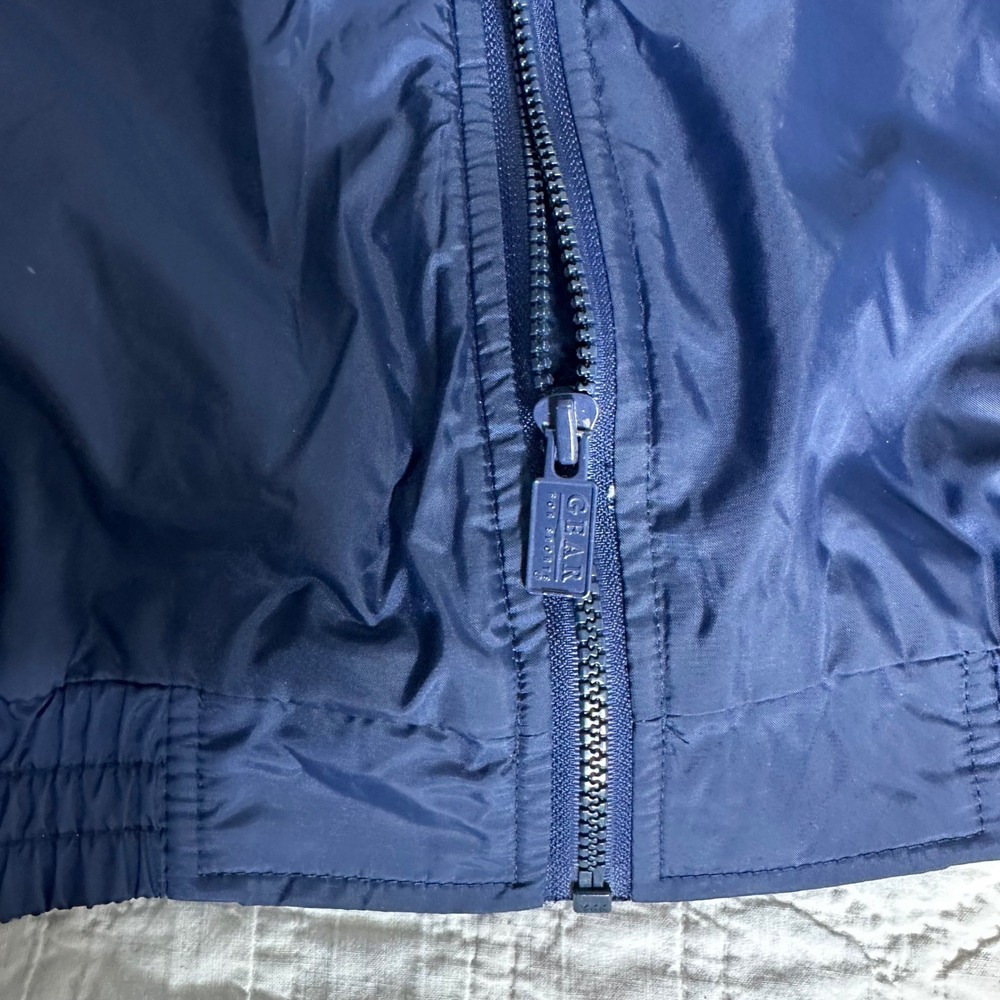 Vintage Notre Dame Navy Blue Hooded Lined Windbreaker Jacket XL GEAR For Sports - Picture 6 of 9